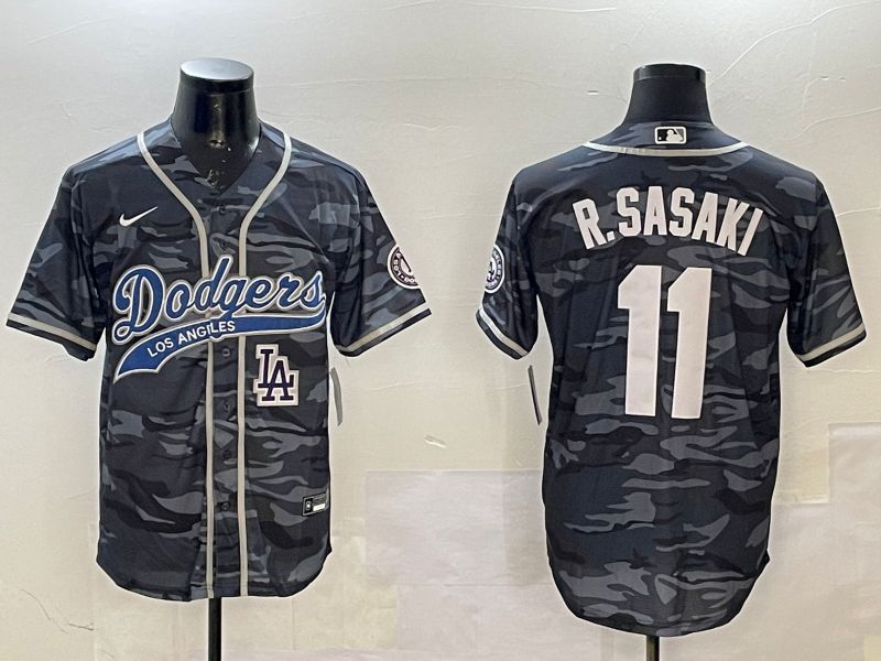 Men Los Angeles Dodgers #11 R.Sasaki Camo Joint Name 2025 Nike MLB Jersey style 6